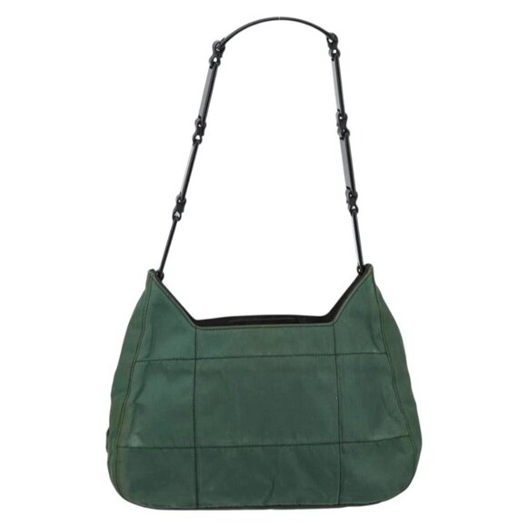 PRADA Quilted Chain Shoulder Bag Nylon plastic Green Auth - Picture 3 of 16
